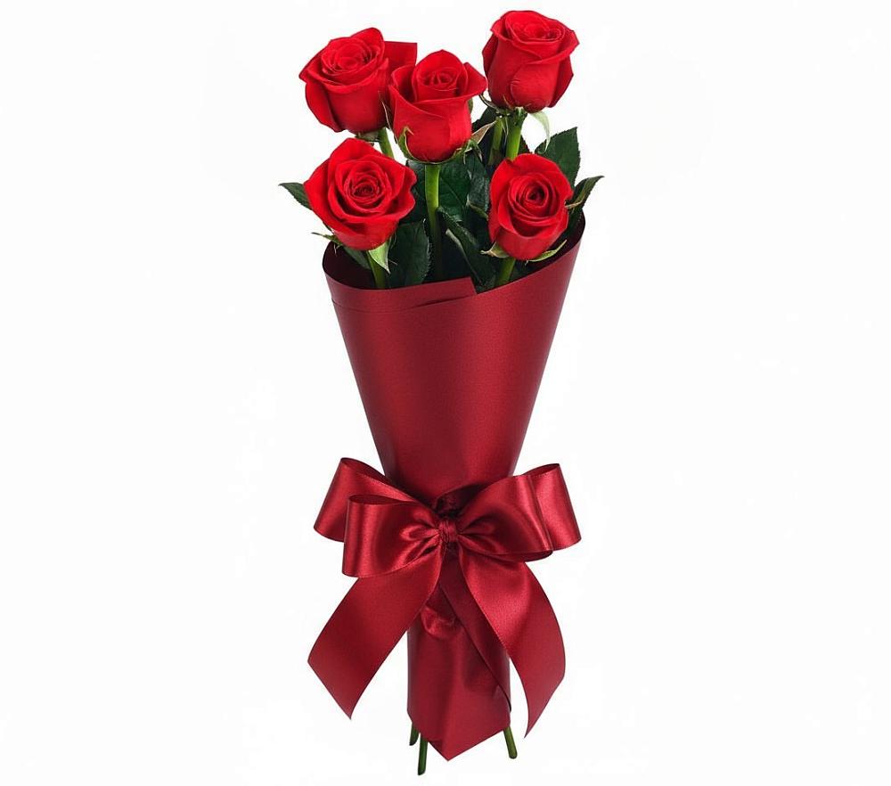 Букет 5 Красных роз Эдлесс Лав в Октябрьском Челябинская область