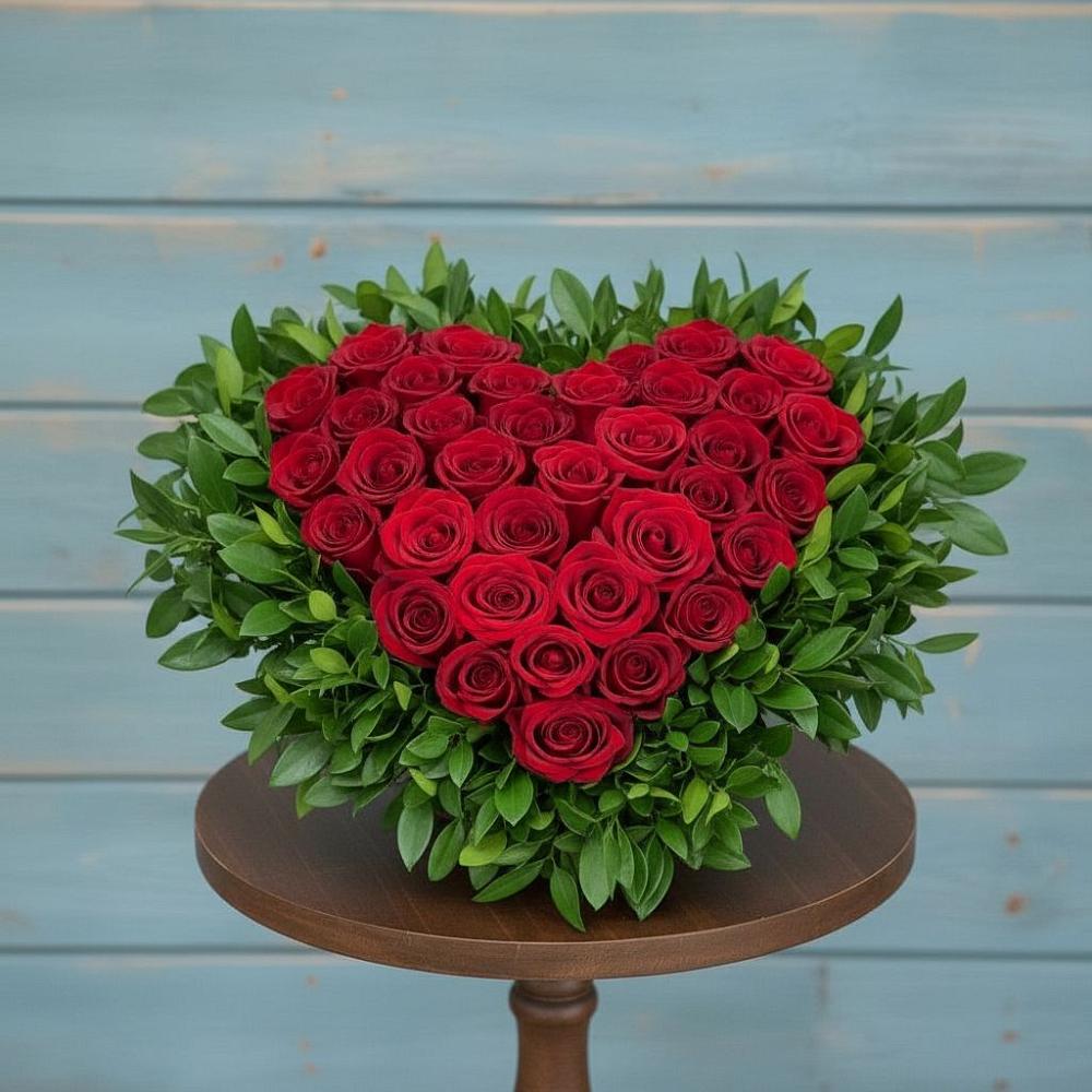 Цветочная композиция из Розы в виде сердца в Октябрьском Челябинская область