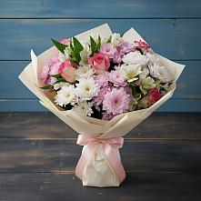 Букет цветов из:  Хризантемы, Альстромерии и Розы #REPLACE_PRED# Октябрьском Челябинская область