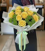 Букет цветов из:  Хризантемы и Розы в Октябрьском Челябинская область
