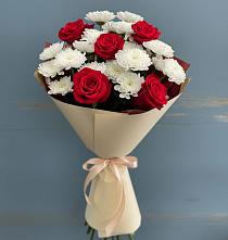 Букет цветов из:  Розы и Хризантемы в Октябрьском Челябинская область