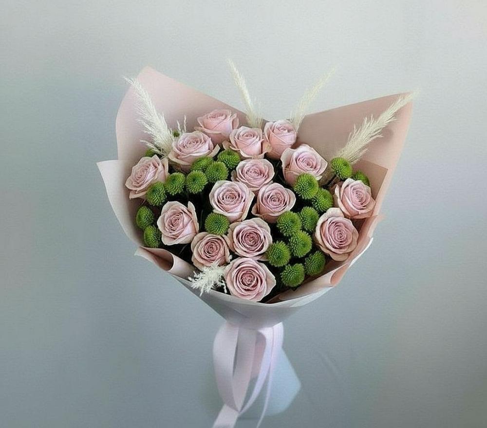 Букет цветов из: Розы и Хризантемы в Октябрьском Челябинская область