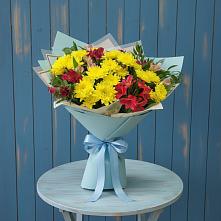 Букет цветов из:  Альстромерии и Хризантемы в Октябрьском Челябинская область