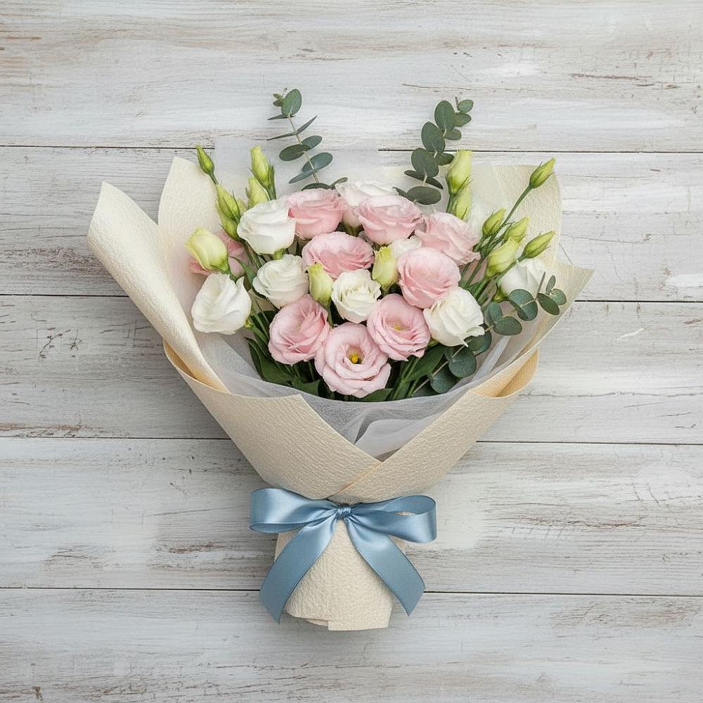 Букет цветов из: Лизиантусы в Октябрьском Челябинская область